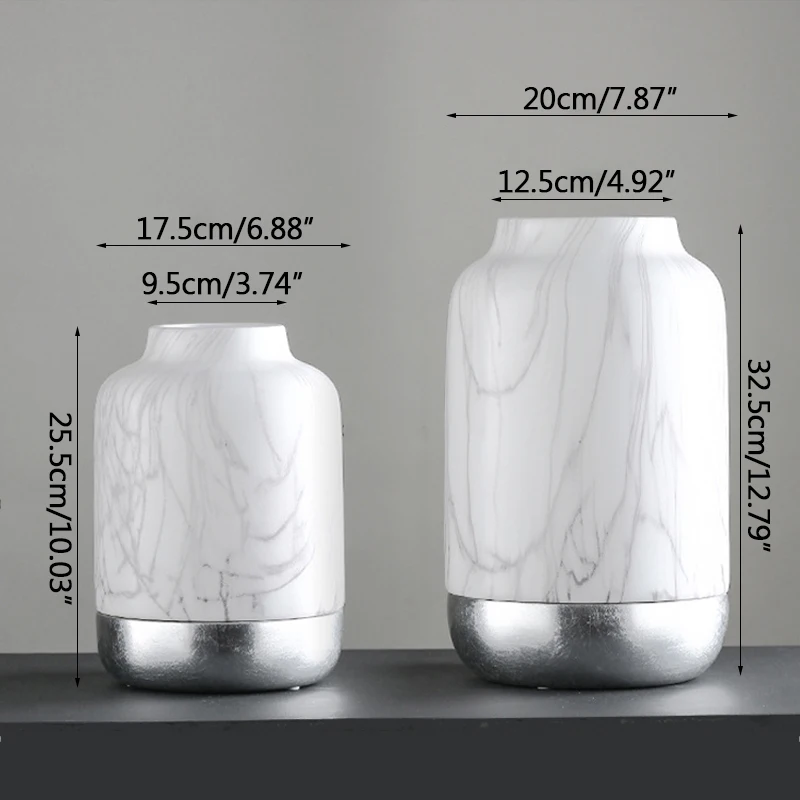 

Nordic White Marbling Ceramic Flower Vase Home Decoration Contracted Flower Vase Plant Holder Desk Hydroponics Decor Figurine