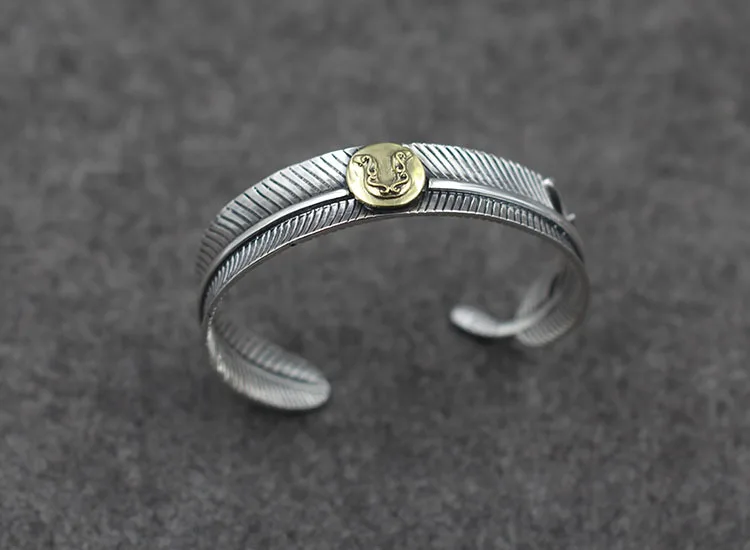 Высококачественный Выгравированный браслет из стерлингового серебра 925 пробы с