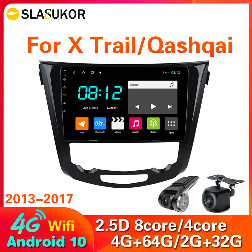 Автомагнитола 4 Гб + 64 ГБ Android 10 для Nissan X Trail xtrail 3 T32 2013 2017 Qashqai 2 J11 GPS навигация