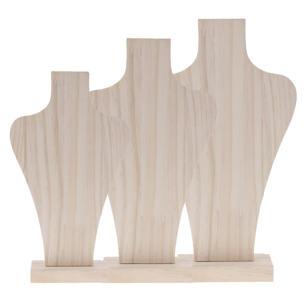 Jewelry Necklace Chain Pendant Display Bust Stand Unpainted Natural Wooden | Украшения и аксессуары