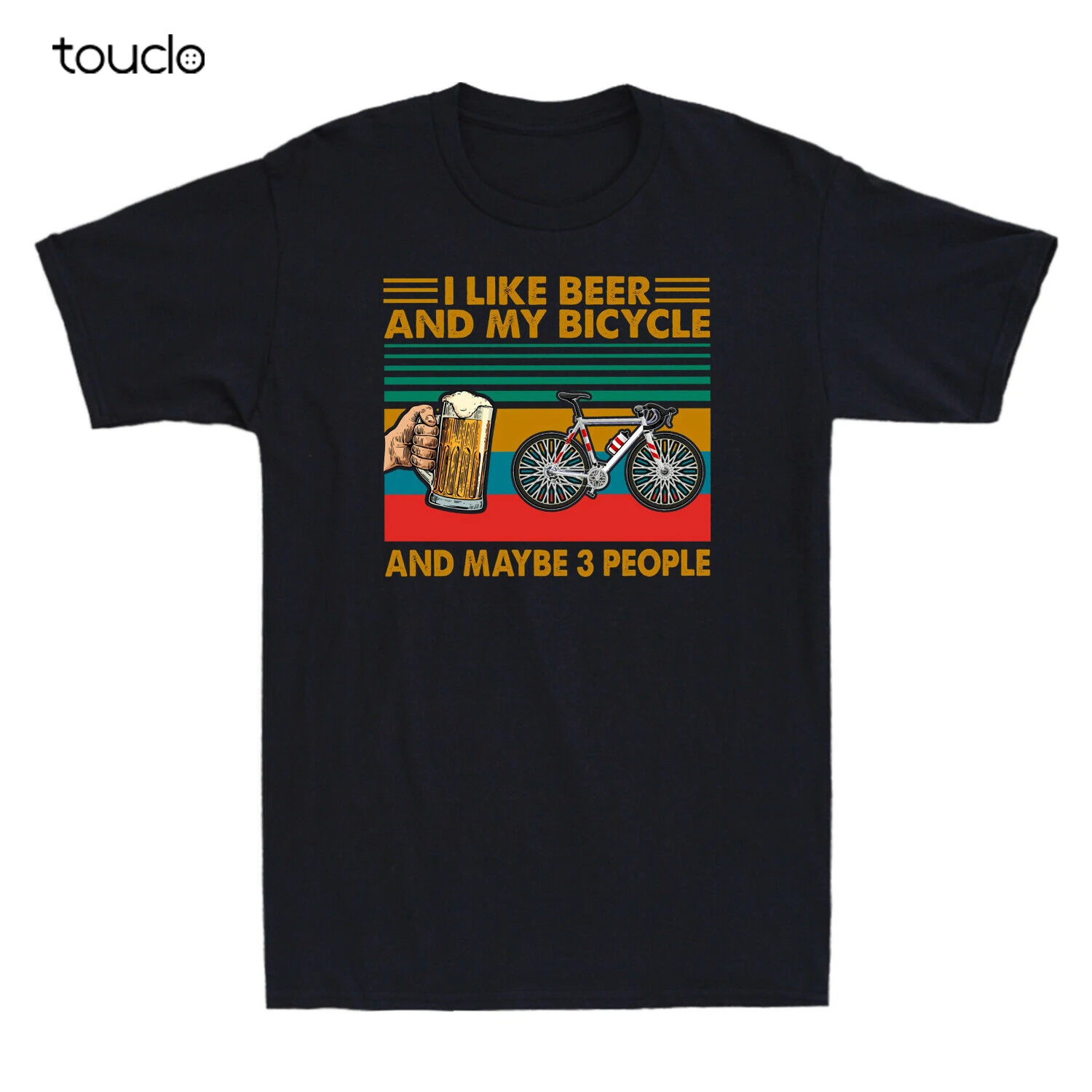 

I Like Beer And My Bicycle And Maybe 3 People Funny Vintage Men's T-Shirt Cotton