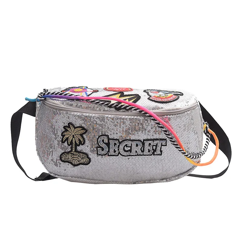 4 Waist pack JZYZQBX Женская поясная сумка с блестками, поясная сумка, сумка формы «банан», Большая вместительная сумка для груди, водонепроницаемая сумка из искусственной кожи, поясная сумка - Цвет: 4 Waist pack