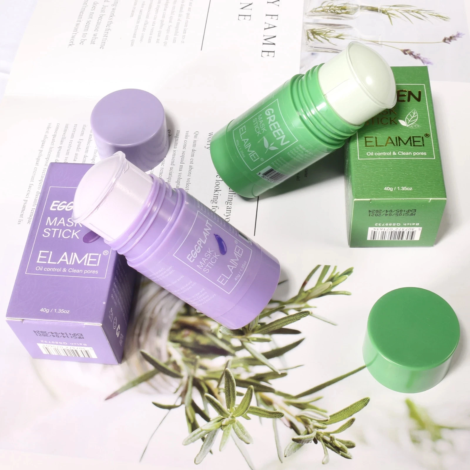 

Green Tea Eggplant Mask Stick Solid Oil Control Cleansing Mask Oil Control Moisturizing Acne Remover
