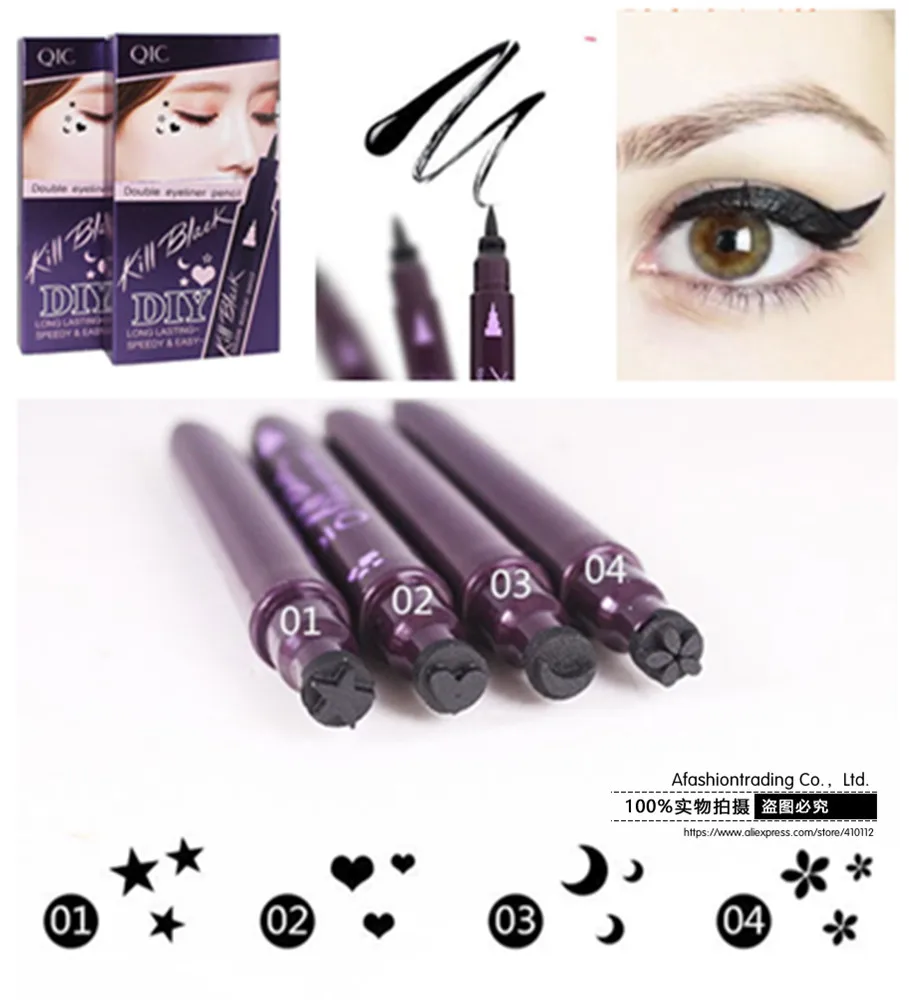 Новинка черная водостойкая жидкая подводка для глаз звездное сердце тату штамп