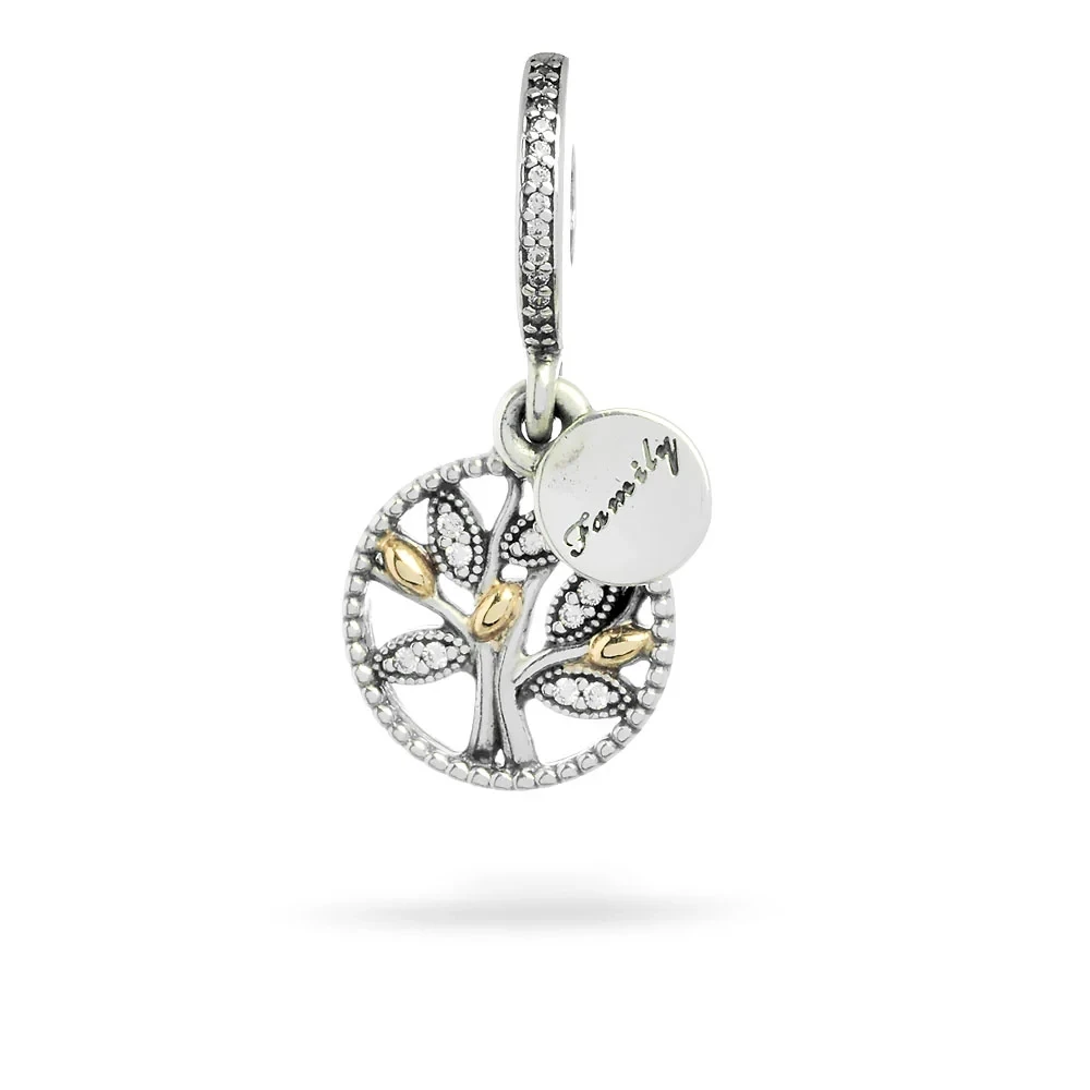 

SALE 925 Sterling Silver Sparkling Family Tree Dangle Charms Beads Fit Original Pandora Bracelet Pendant Necklace Jewelry