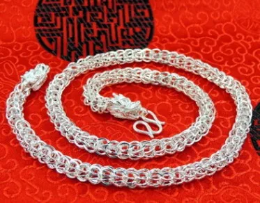 S990 Pure Silver Necklace Men Jewelry Big Chain 8mm 50cm | Украшения и аксессуары