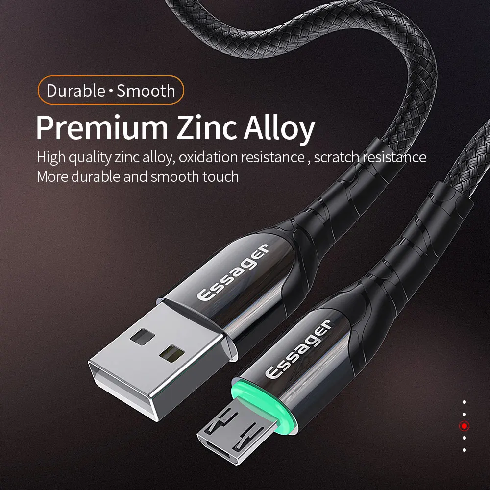 Essager светодиодный Micro USB кабель 2.4A Быстрая зарядка зарядное устройство 3 м Microusb кабель для передачи данных для samsung Xiaomi шнур Android кабель для мобильного телефона