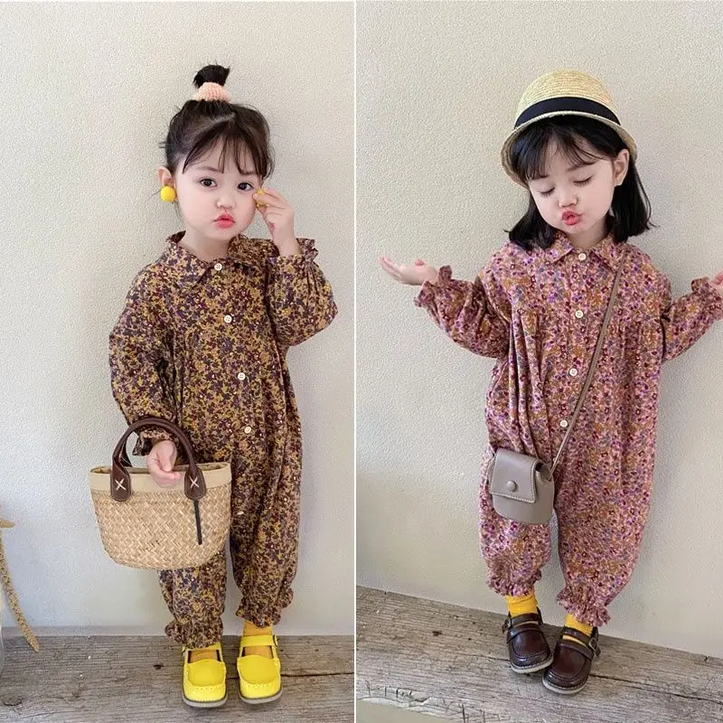 

Girls' jumpsuits spring and autumn children's outer romper loose baby children's foreign style Korean girl baby spring new style