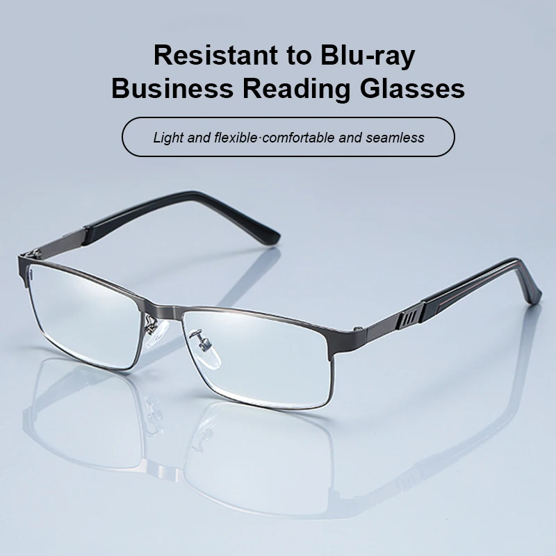 

New Anti Blue Light Blocking Reading Glasses Men Business Resin Glasses Lenses +1.00+1.50+2.00+2.50+3.00