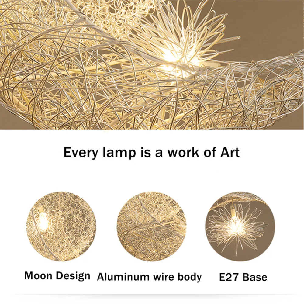 

Hanging Lamp Moon Pendant Light Aluminum No Rust Bright Lighting Fixture Creative Lamp For Aparment Living Room Childern Room