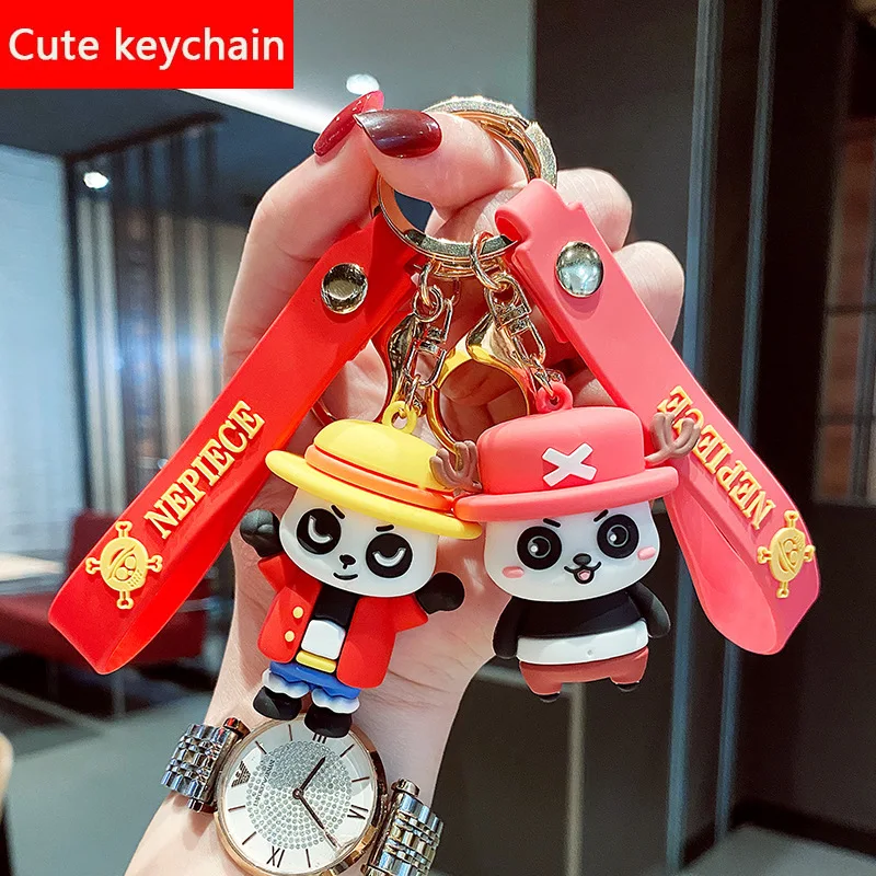 

Fashion Panda Keychain Pendant Cartoon Plastic Lanyard Luxury Mobile Phone Leather Bag Key Ring Chain Holder Christmas Gift