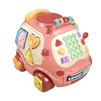 multifunctional phone car baby music game car early education hand drum assembling building blocks baby rope car toy music