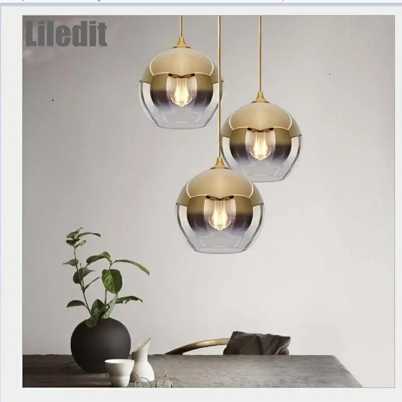 Современный подвесной светодиодный светильник стеклянный в форме шара