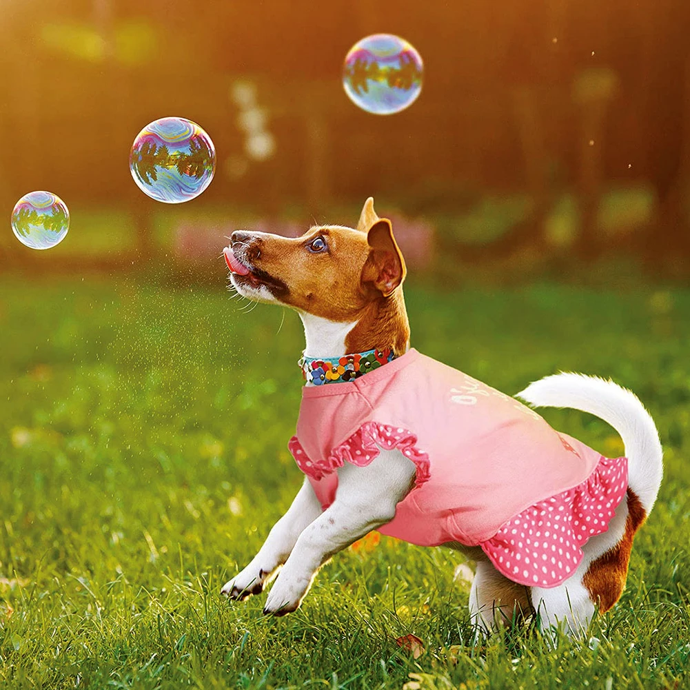 

Dog Summer Dress Pet Shirt Skirt Cat Kitty Summer Clothes Spring Dresses Apparel With Ruffle For Small Dogs Cats Rose Red S/M/L