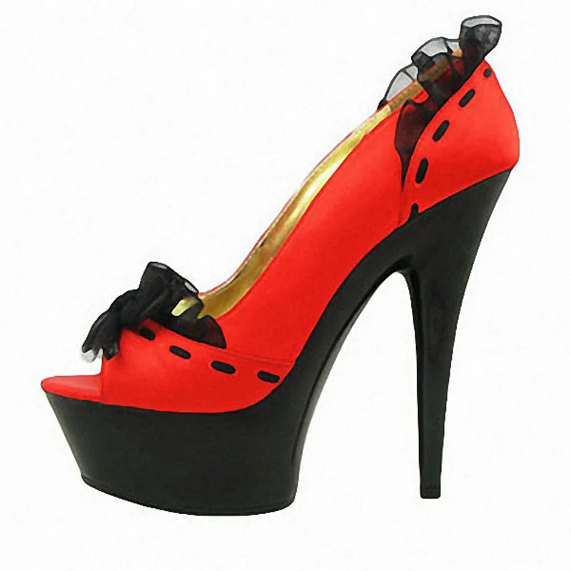 

15CM Single Shoes Dance Shoes Leopard Print Satin And Black / Red Lace Sandals With 6 Inch Stiletto Heel And Sexy Party Shoes
