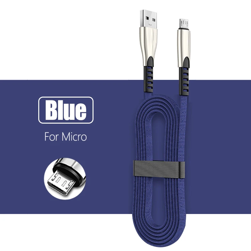Кабель для быстрой зарядки type-C для huawei Xiaomi samsung iPhone EU Plug мобильный провод для зарядного устройства кабели для быстрой зарядки Android usb - Цвет: Micro Blue
