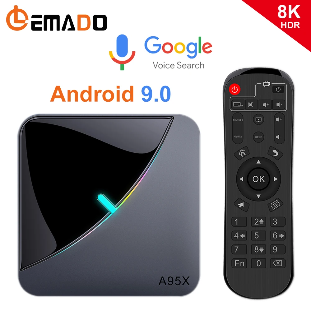 LEMADO A95XF3 ТВ приставка Android 9,0 Amlogic S905X3 4K голосовой помощник Google 4 ГБ ОЗУ 64 Гб ПЗУ 5G wifi Смарт ТВ приставка поддержка PLEX