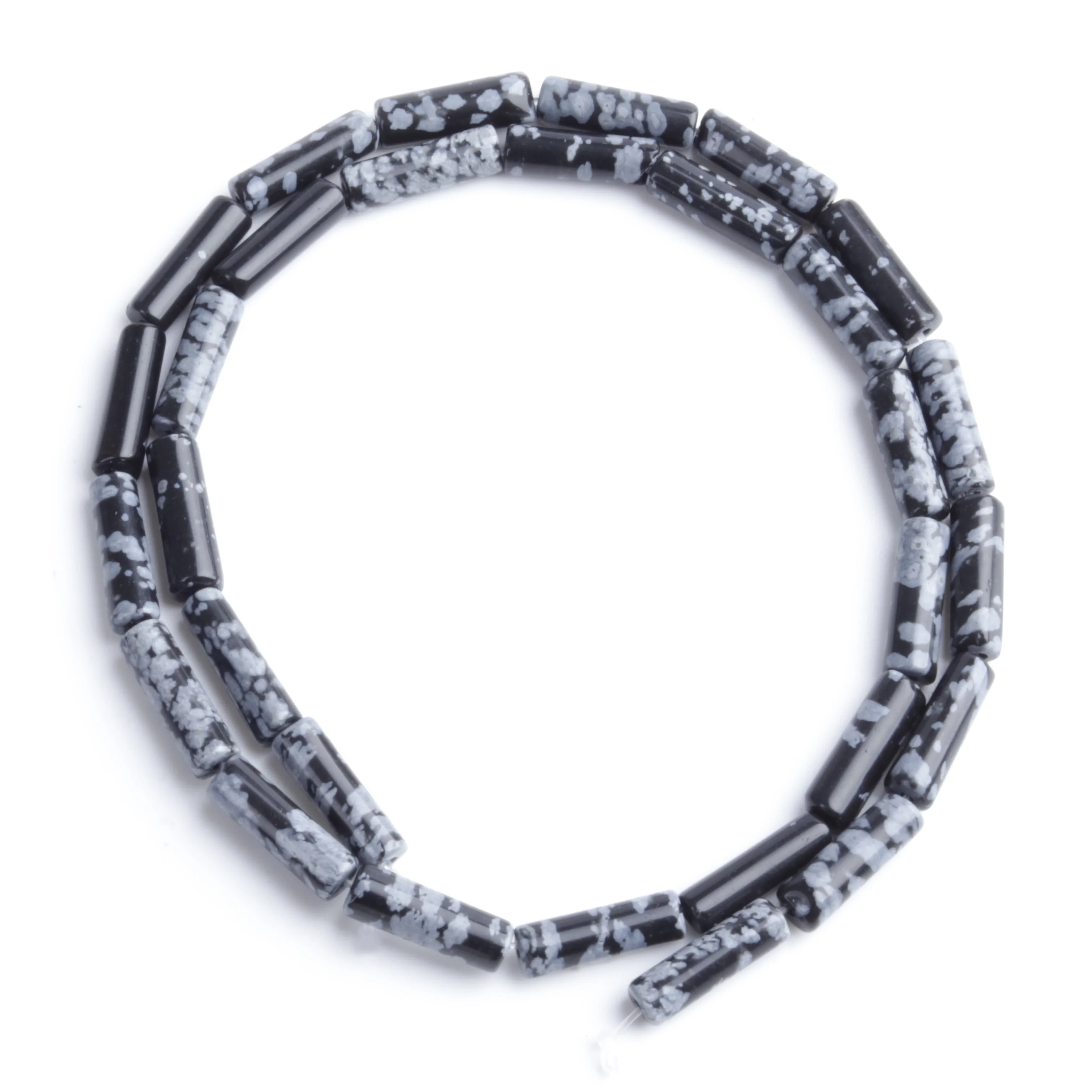 

Natural Stone 4x13mm Black Snowfl Bucket Beads Cylindrical Beads Loosely Spaced Bead Septa Beads DIY Necklace Bracelets Earrings