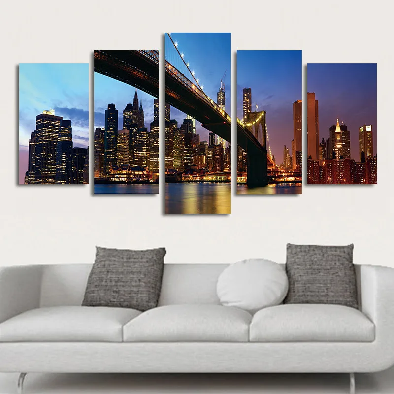 5 шт. настенные картины Бруклинский мост | Дом и сад