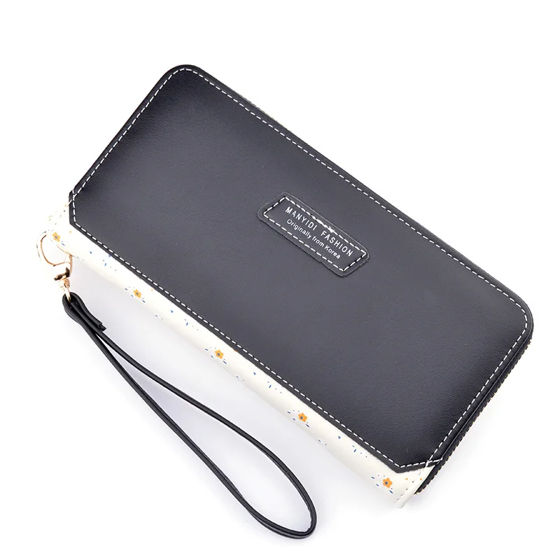 

Floral Women Leather Splicing Long Tassel Wallets Female Patchwork Zipper Coin Purses Luxurious Credit Card Holder Clutch Bag