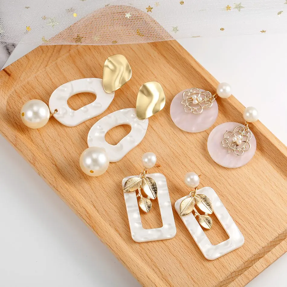 Женские длинные висячие серьги Match Right эффектные акриловые жемчужные Висячие