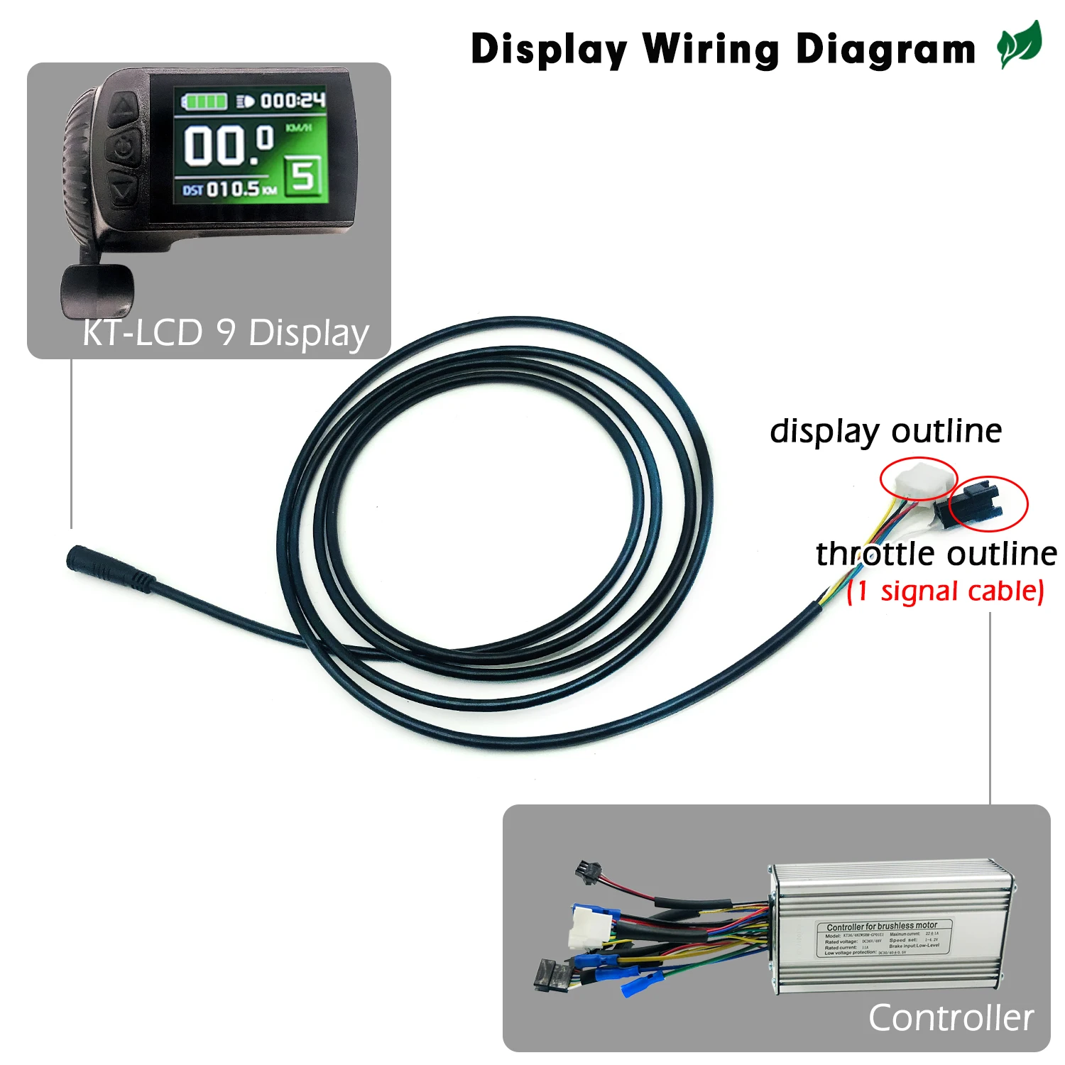 

ebike KT LCD9 Display 24V 36V 48V intelligent Color Control Panel KT Controller Electric Bicycle bike Parts KT LCD Displayl