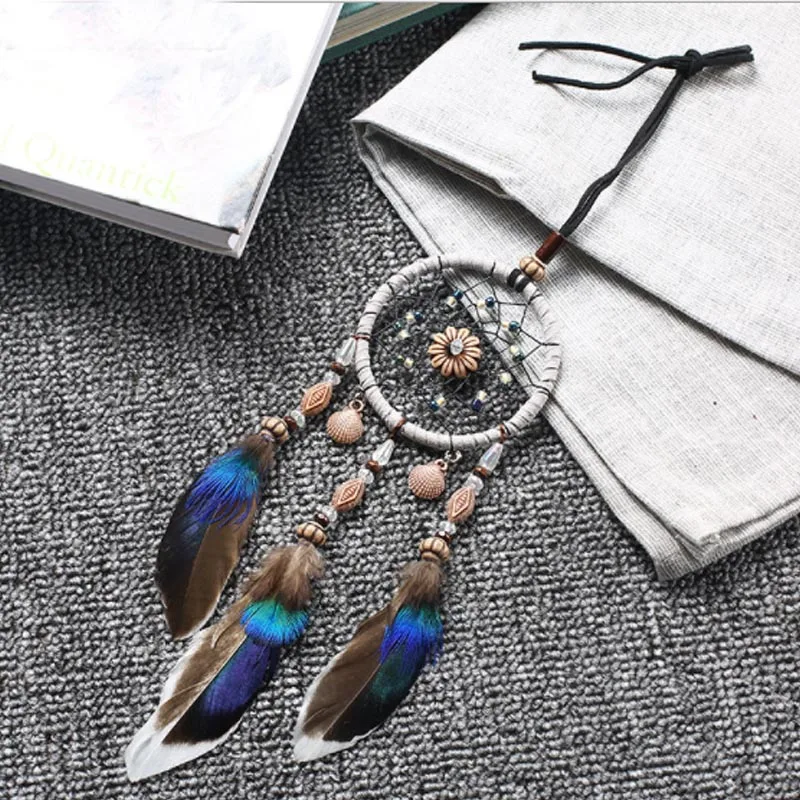 Handicraft Feather Decoration Dreamcatcher Car Pendant Home Decor Dream Catcher Wind Chimes Auto Rearview Mirror Hanging Ornamet | Дом и сад