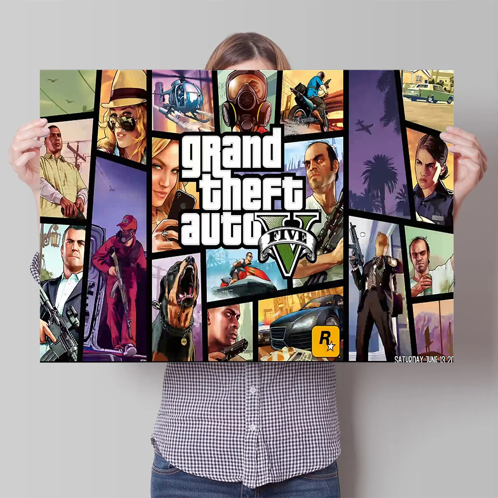 Видеоигра GTA 5 Grand Auto постер настенное искусство картина качественная Картина на