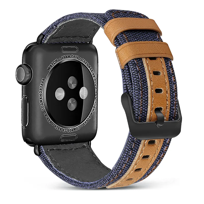 Модный ремешок из ткани и кожи для Apple Watch 38 мм 42 мм для iWatch 40 мм 44 мм Серия 2 3 4 5 ремешок для часов браслет