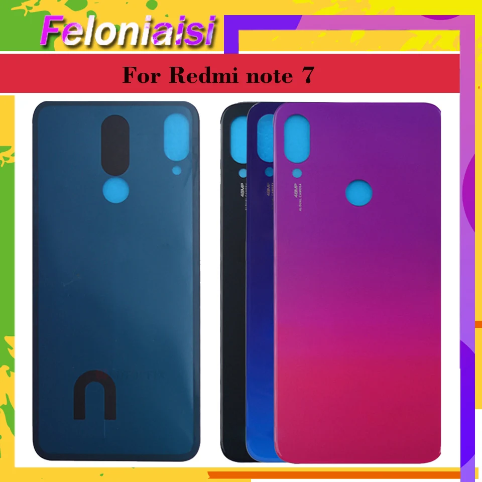 10 шт./лот чехол для Xiaomi Redmi note 7 Задняя стеклянная панель задняя дверь pro крышка