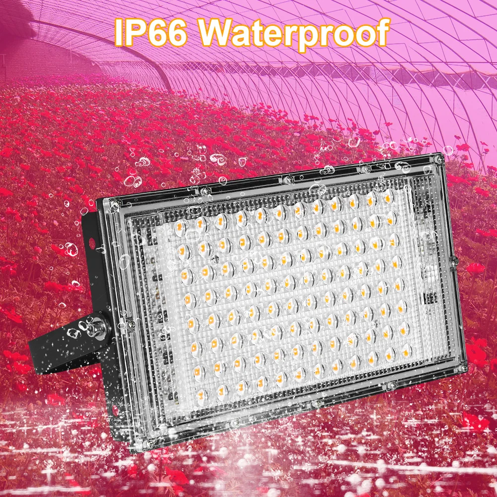 Светодиодная фитолампа полного спектра IP66 50 Вт 100 с оптическими линзами