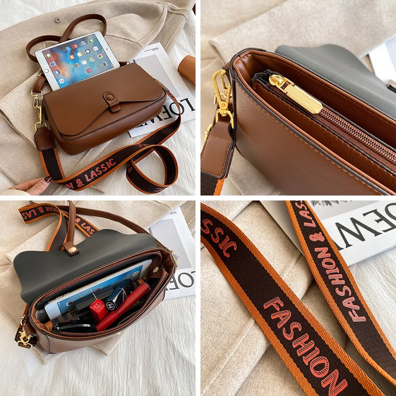 

Designer Bag Soft PU Leather Lady Shoulder Bag Korean Fashion New Daily Dating Shopper Wide Straps Crossbody Bag For Women Trend