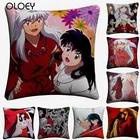 Декоративная льняная наволочка с аниме-героями Inuyasha, 45x45 см