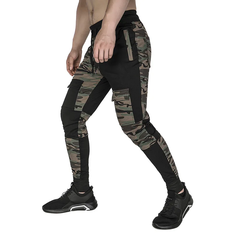 

Men Sports Running Pants Pockets pants Training sport Pants men Fitness Elasticity Wear-resistant patch pants Camouflage Trouser