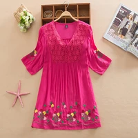 new 2021 summer embroidery cotton women blouese clothes plus size clothing cute casual loose tops blusas feminina vestidos