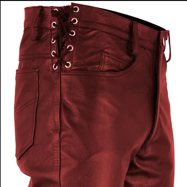 

HOHO 2022 Men's New Casual PU Leather Pants Youth Fashion Strap Motorcycle Leather Pants