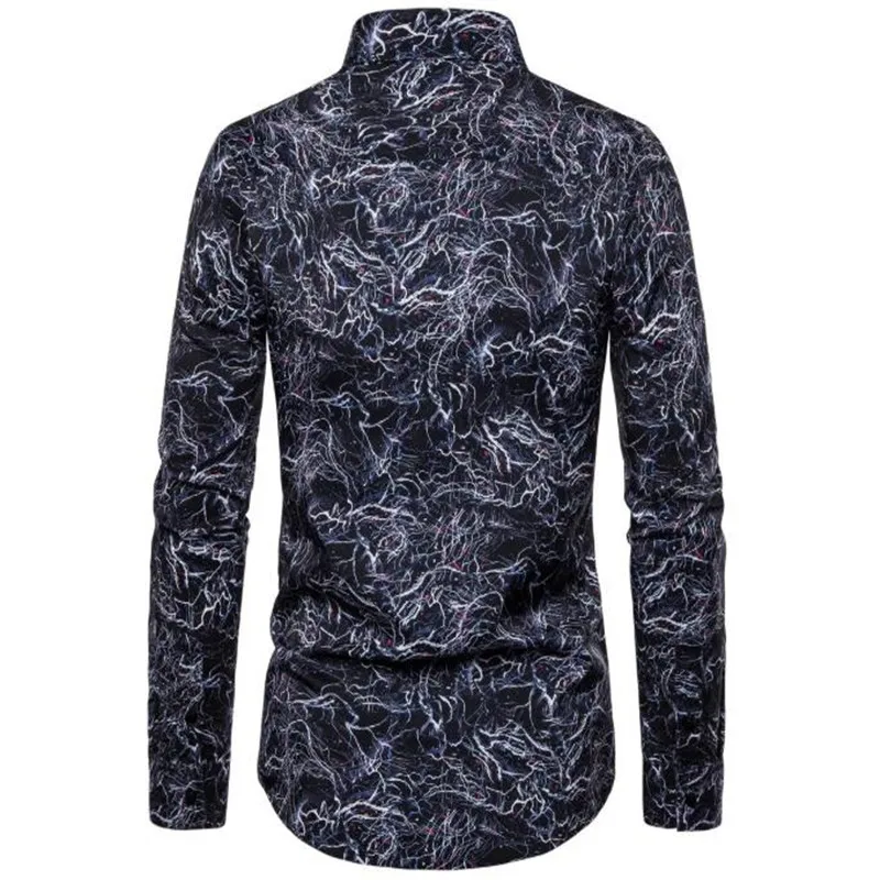 

The new fall 2019 men's slim long-sleeved shirt is a size Europe printed casual long-sleeved shirt for men