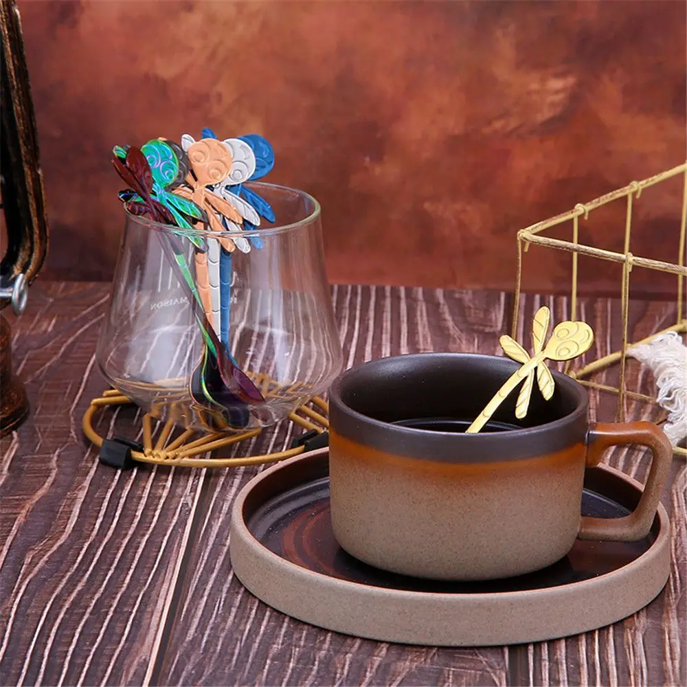 1 шт. Нержавеющая сталь Стрекоза Форма ложка творческий Молоко Кофе Мороженое