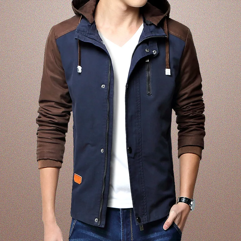

Men's Spring Coat men's casual hooded jacket cotton wash coat