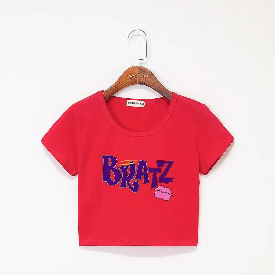 

Bratz Rock Angelz Crop Top Exposed Navel T-Shirt Oversize O-neck Tops Women Funny Tshirt Short Sleeve Summer Tops for Women 2020