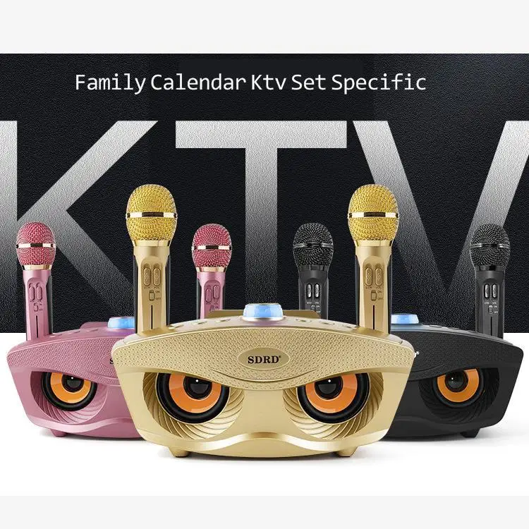 

Bluetooth Speaker with Two Wireless Microphone Mobile Wireless Karaoke Speaker Wireless Stereo Party Super Speaker Box SD 306