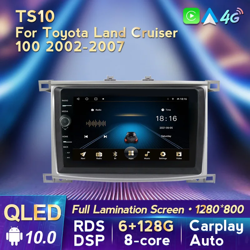 

MLOVELIN Android 10 DSP QLED 6G+128G Car Multimedia GPS Navigator For Toyota Land Cruiser LC 100 2002 - 2007 4G LTE WIFI RDS