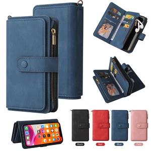 Multi Card Slots Case for OPPO A94 A93 A92S A74 A73 A72 A15 A15S A5
2018 A5S A3S A7 F19 Wallet Luxury Zipper Flip Leather Cover