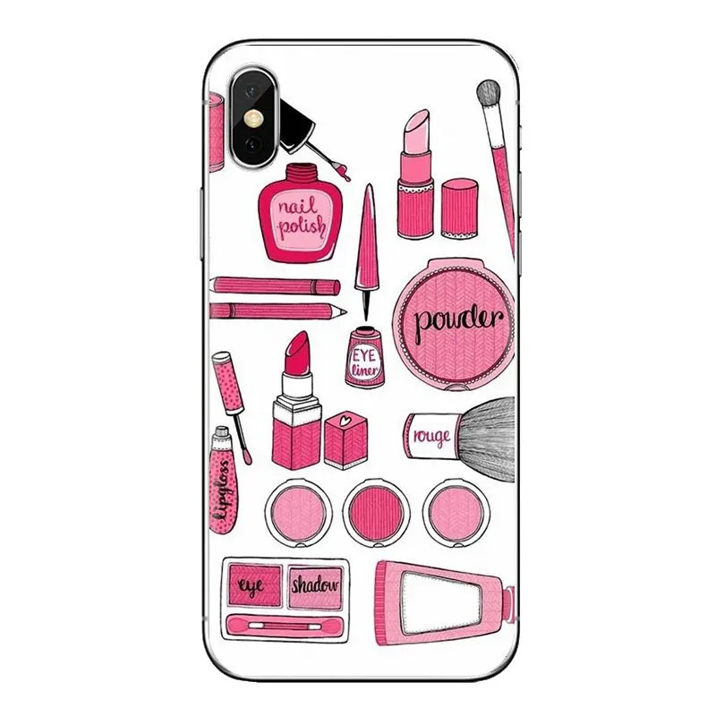 For iPod Touch Apple iPhone 11 Pro 4 4S 5 5S SE 5C 6 6S 7 8 X XR XS Plus Max TPU Skin Case Tools Lipstick Beauty Girl Makeup Set |