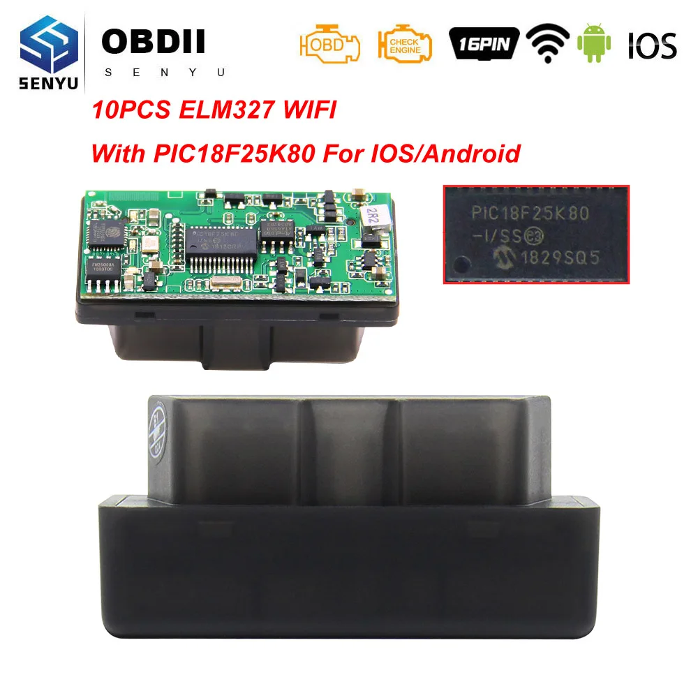Автомобильный диагностический сканер ELM 327 V1.5 PIC18F25K80 OBD2 Wi Fi ELM327 для Android/IOS OBD