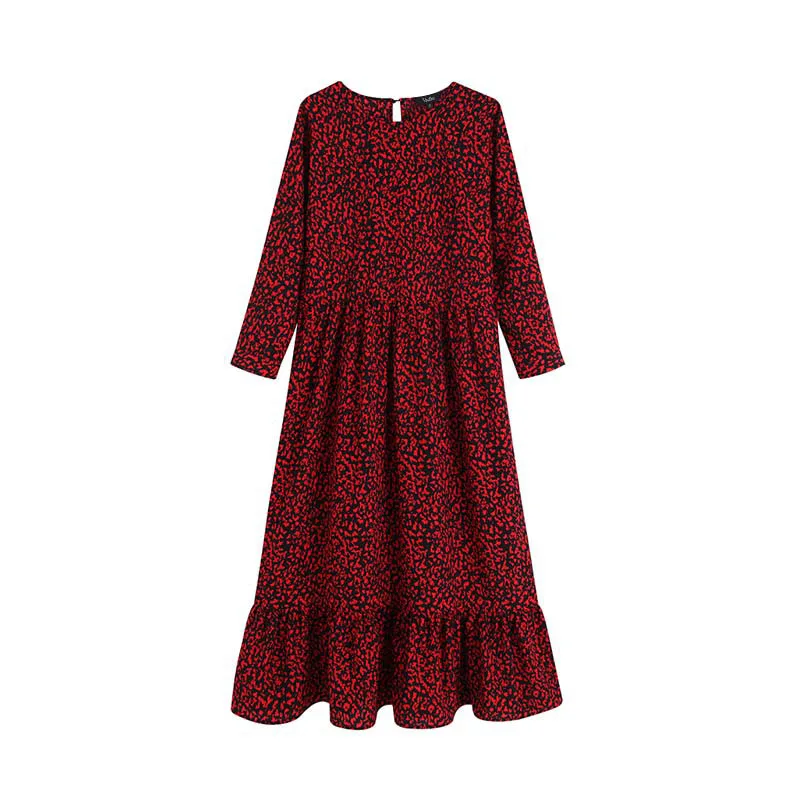 Женское шикарное красное леопардовое платье средней длины с животным узором и