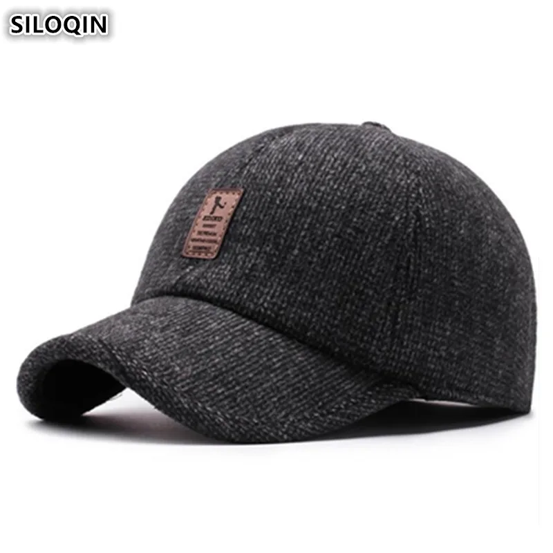

SILOQIN Winter Men's Earmuffs Hats Warm Hat Thick Warm Baseball Caps Middle-aged Elderly Men Fashion Brands Cap Snapback Caps