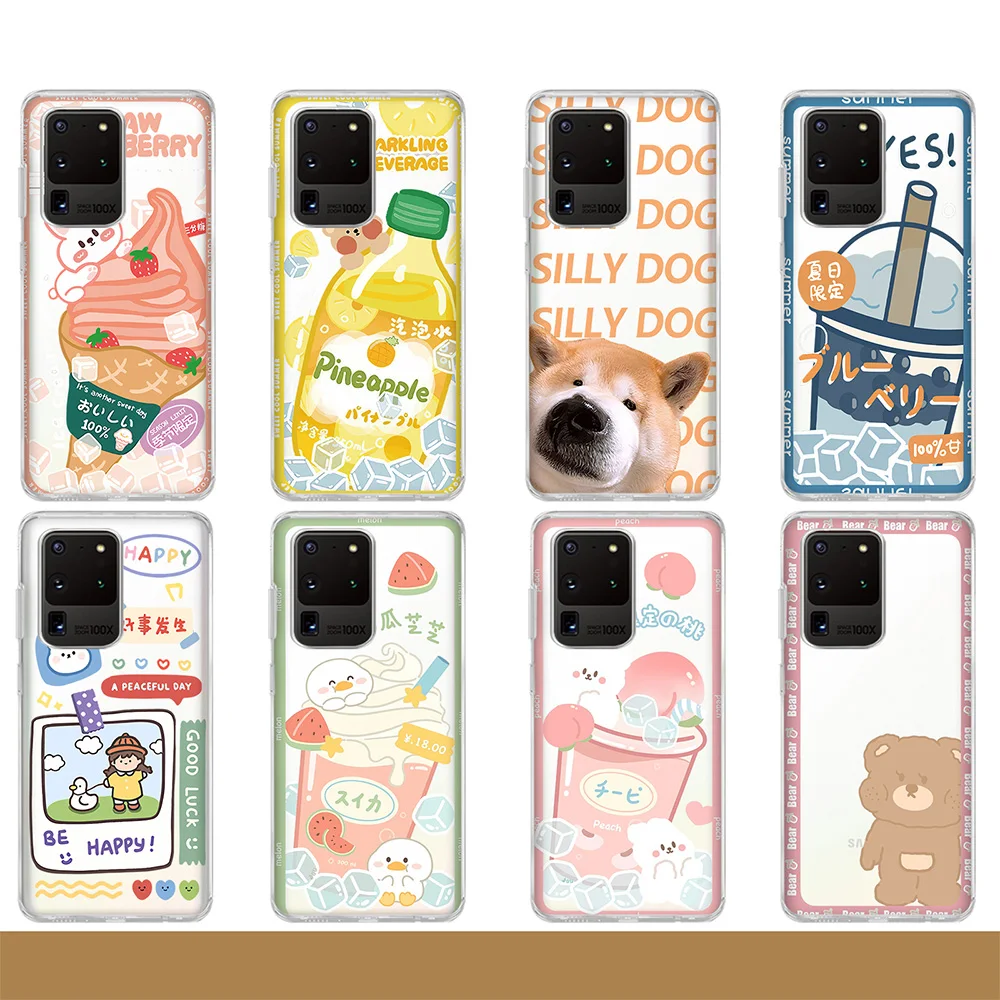 

Lovely Ice Cream Milk Tea Bear Case for Samsung Galaxy A31 A32 A70 A71 A72 A10 A40 A50 A51 A52 S9 S10 S20FE S21 Ultra Plus Funda