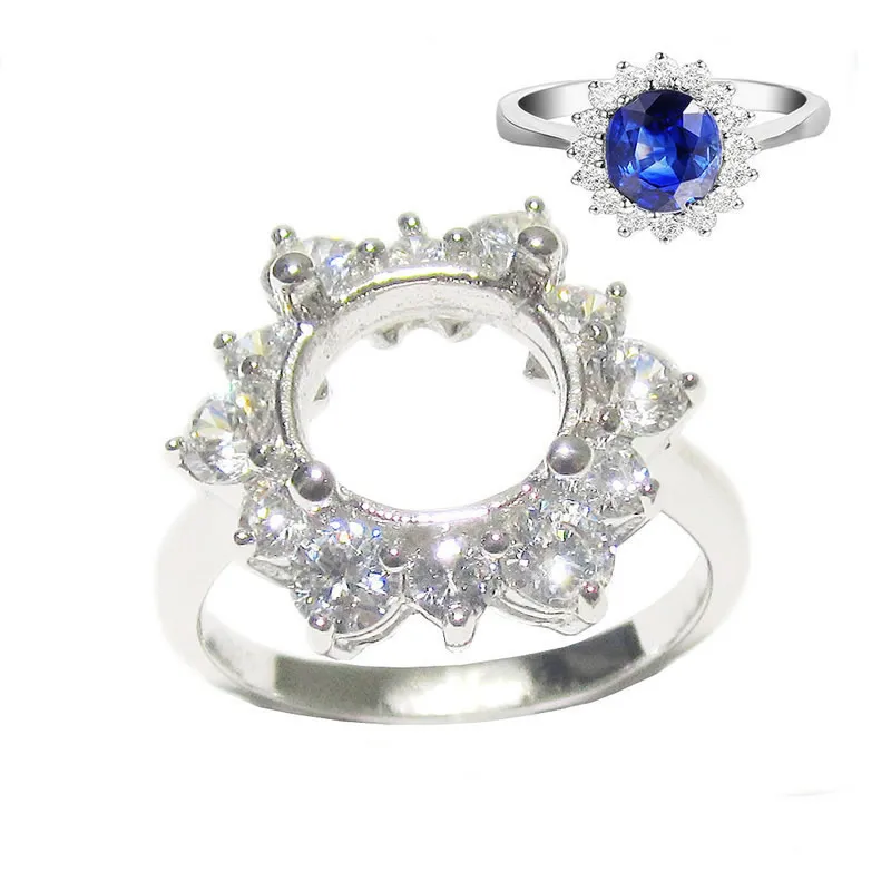 Beadsnice 925 Sterling Silver Semi Mount Ring Setting CZ Ring Blanks Fit 9mm Round Stone Jewelry Findings 27359