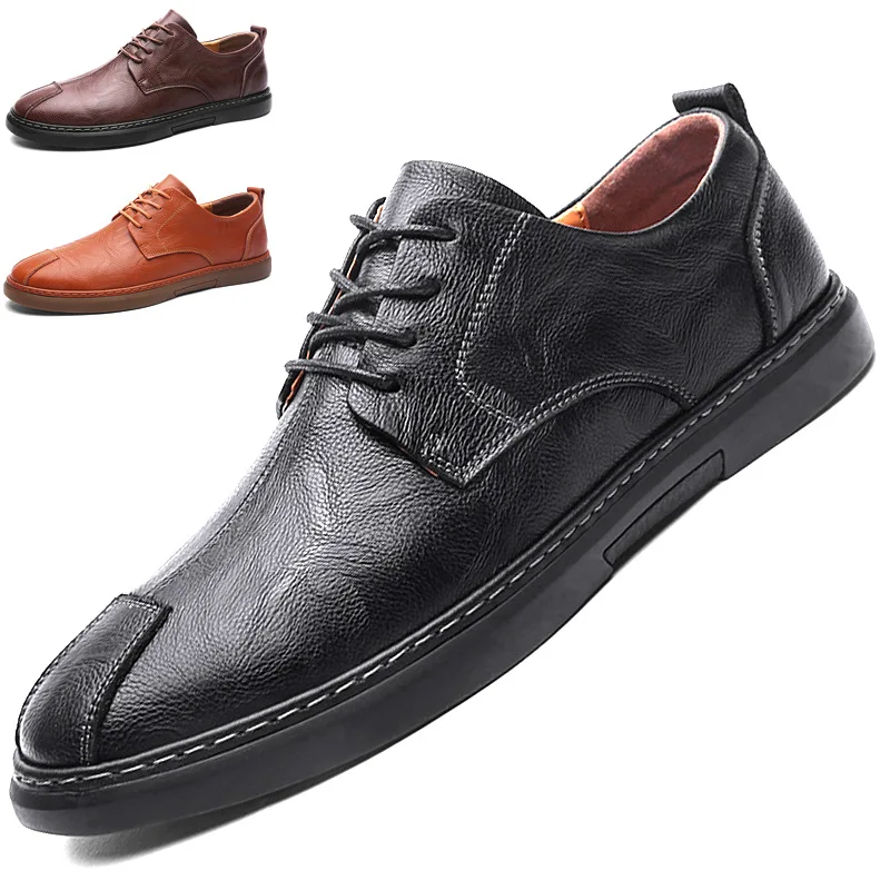 

2021 модные повседневные кожаные туфли Мужская обувь весна-осень новые мужские кожаные повседневные туфли деловые британские низкие мужские...